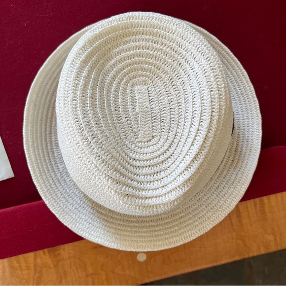 SCALA PRONTO WHITE Straw Fedora round Hat BLACK Hat Band, Beach Travel ONE size - Picture 13 of 14